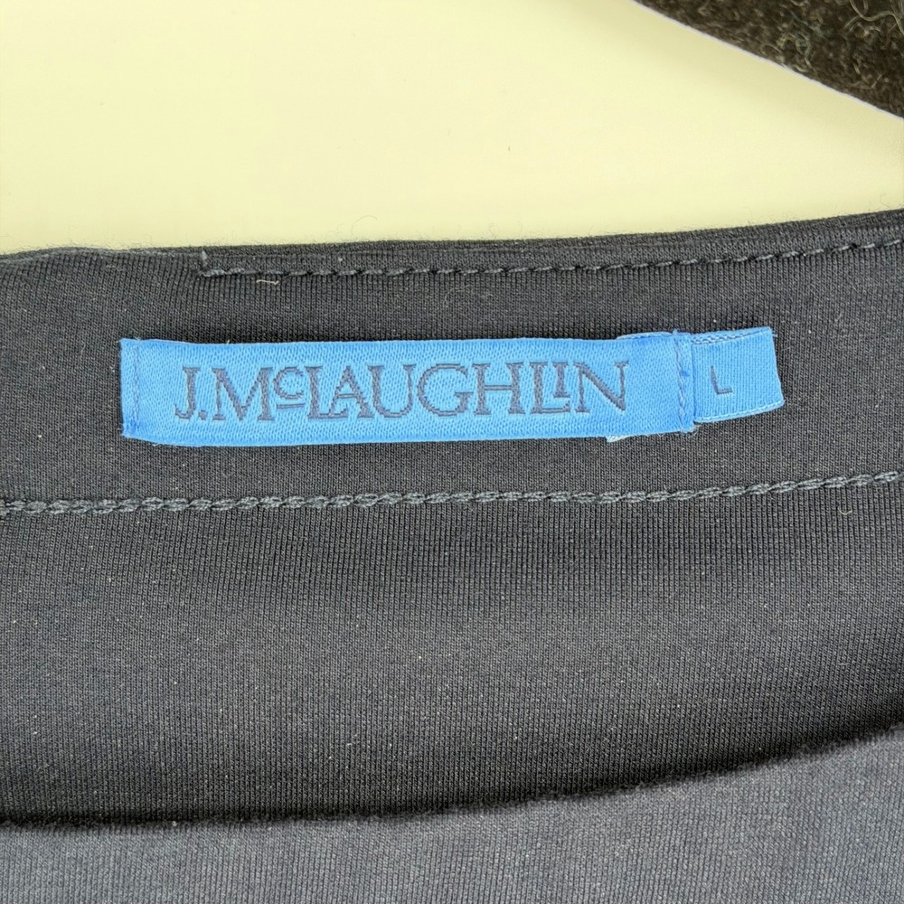 J. McLaughlin Sarra Sheath Dress L Winter Navy Bainbridge Cloth Ruched Office - Picture 4 of 10